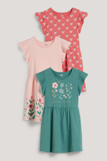 Toddler Girls - Multipack 3 buc. - rochie - verde / roz