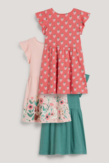 Toddler Girls - Multipack 3 buc. - rochie - verde / roz