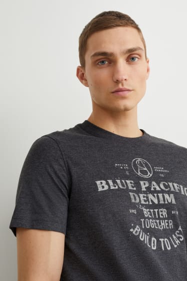 Heren - T-shirt - met gerecycled polyester - donkergrijs-mélange