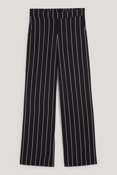 Women - Cloth trousers - high waist - wide leg - black