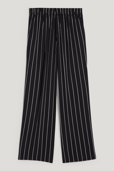 Women - Cloth trousers - high waist - wide leg - black