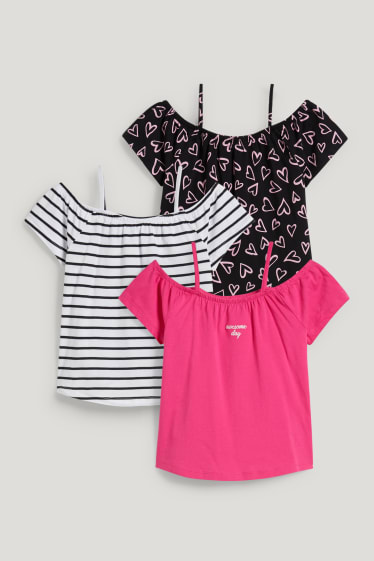 Kids Girls - Wielopak, 3 szt. - koszulka z krótkim rękawem - różowy