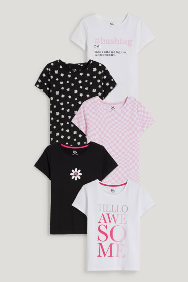 Niñas - Pack de 5 - camisetas de manga corta - blanco