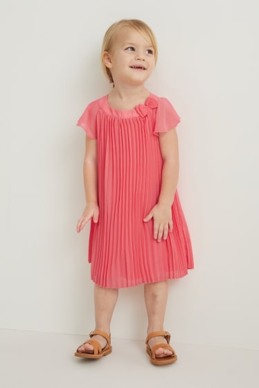 Niñas - Vestido plisado - fucsia
