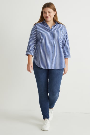 Women - Blouse - striped - blue / white