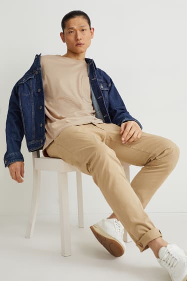 Uomo - T-shirt  - a righe - beige
