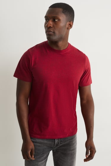 Heren - T-shirt - rood-mix