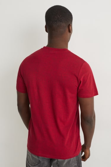 Heren - T-shirt - rood-mix