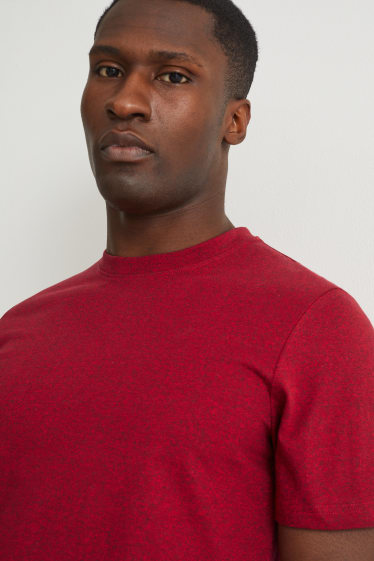 Heren - T-shirt - rood-mix