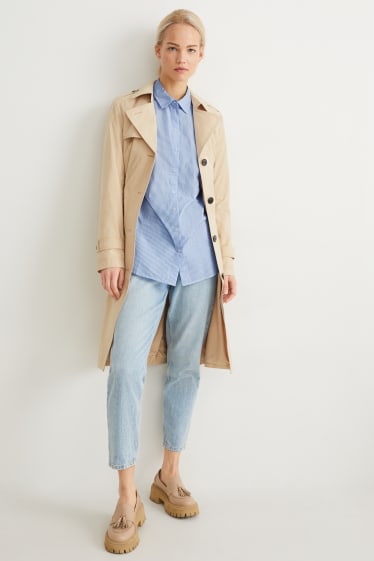 Women - Blouse - striped - blue / white