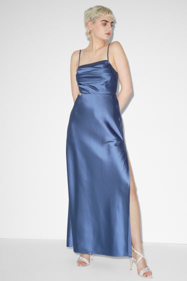 Exclusief online - CLOCKHOUSE - jurk van satijn - blauw