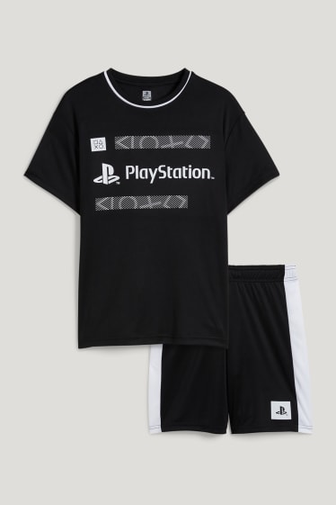 Băieți - PlayStation - set - tricou cu mânecă scurtă și pantaloni scurți - 2 piese - negru