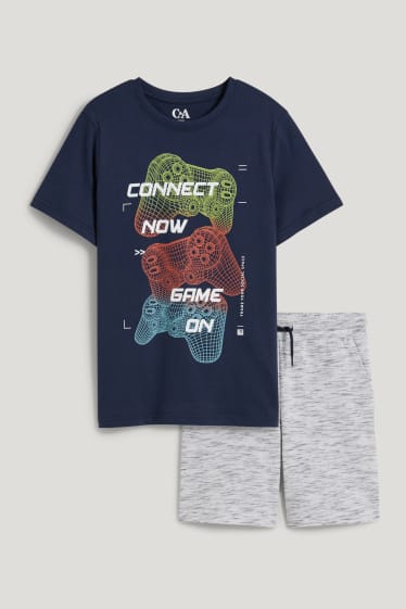 Kids Boys - Extended Sizes - Set - Kurzarmshirt und Sweatshorts - dunkelblau