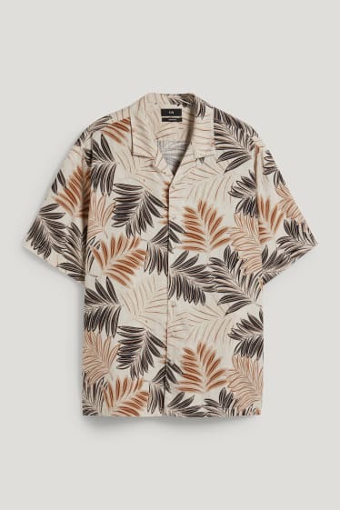 Uomo XL - Camicia - regular fit - revers - misto lino - beige