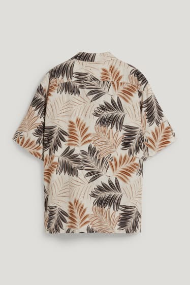 Uomo XL - Camicia - regular fit - revers - misto lino - beige