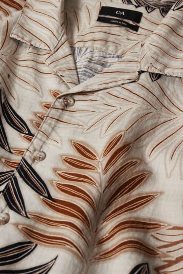Uomo XL - Camicia - regular fit - revers - misto lino - beige
