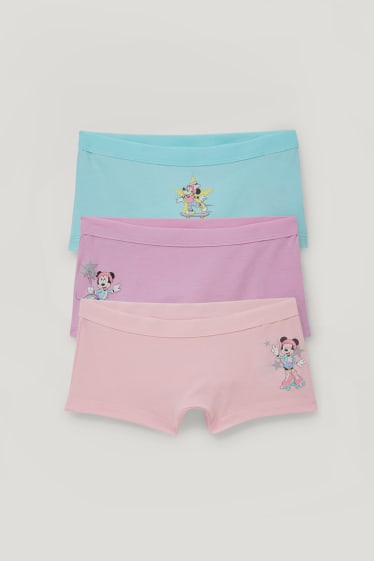 Filles - Lot de 3 - Minnie Mouse - boxers - rose / turquoise