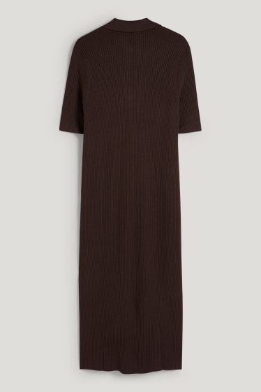 Women - Knitted dress - brown