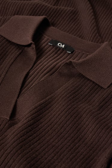 Women - Knitted dress - brown