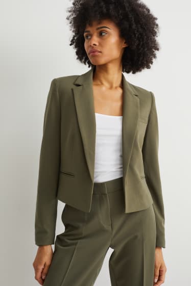 Dames - Blazer - regular fit - met gerecycled polyester - kaki