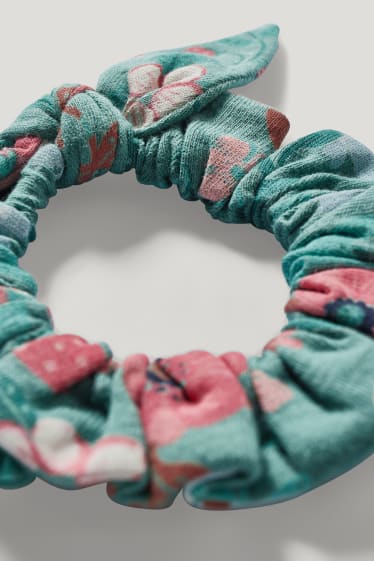 Exkluzivní online - Souprava - šaty a scrunchie gumička do vlasů - 2dílná - s květinovým vzorem - zelená