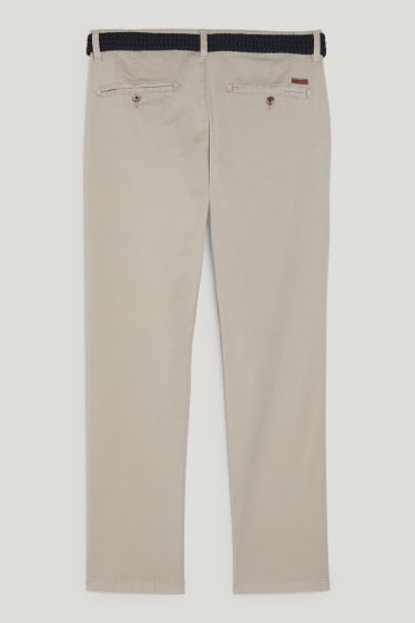 Mężczyźni - Spodnie chino z paskiem - Regular Fit - brązowoszary