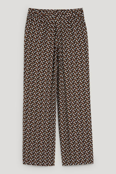 Femei - Pantaloni de stofă - talie înaltă - palazzo - maro