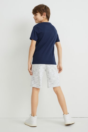 Reverskraag - Set - T-shirt en sweatshort - donkerblauw