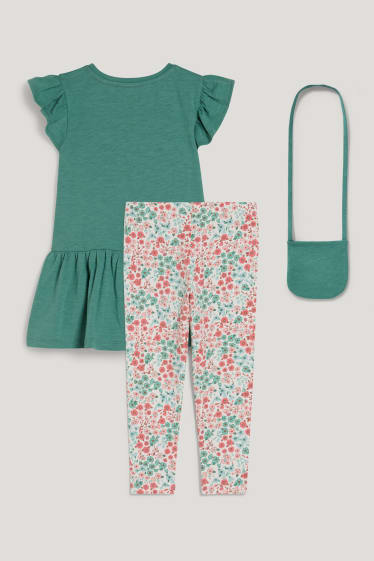 Toddler Girls - Set - T-shirt, legging en tas - 3-delig - groen