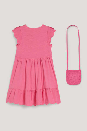 Exclusief online - Set - jurk en tasje - 2-delig - fuchsiarood