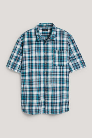 Men XL - Shirt - regular fit - kent collar - check - turquoise
