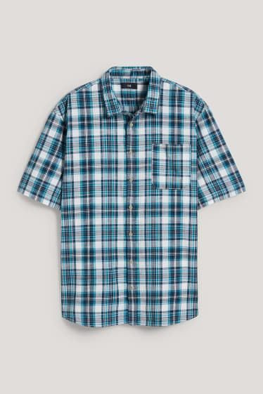 Hommes grandes tailles - Chemise - regular fit - col kent - à carreaux - turquoise