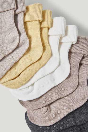 Bébé filles - Lot de 5 - chaussettes antidérapantes pour bébé - blanc