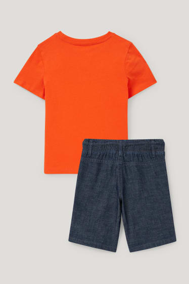 Garçons - Ensemble - T-shirt, short et porte-clé - 3 pièces - orange
