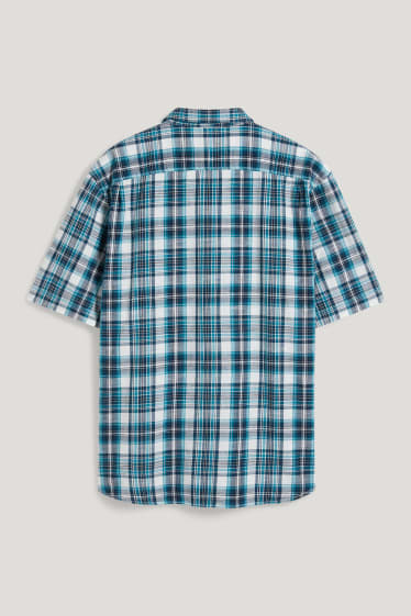 Caballero XL - Camisa - regular fit - Kent - de cuadros - turquesa