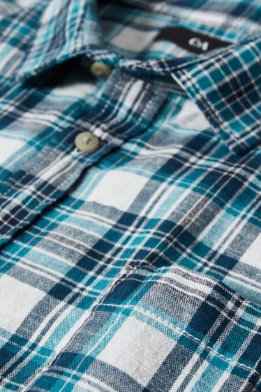 Hommes grandes tailles - Chemise - regular fit - col kent - à carreaux - turquoise