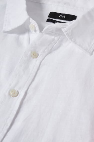 Men XL - Linen shirt - regular fit - kent collar - white