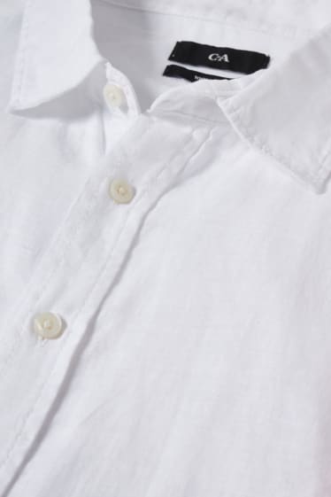 Uomo XL - Camicia in lino - regular fit - collo all'italiana - bianco