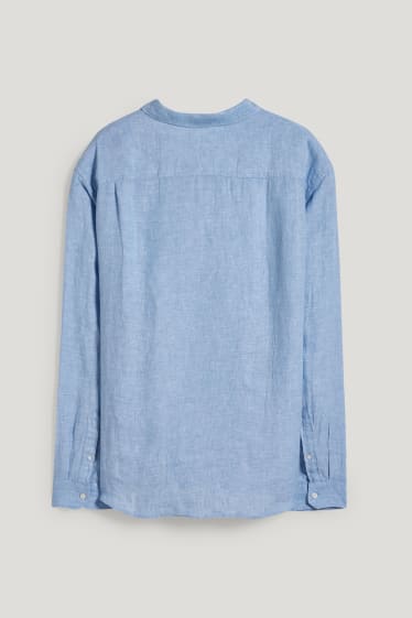 Uomo XL - Camicia in lino - regular fit - collo all'italiana - azzurro