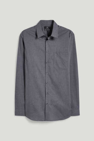 Uomo - Camicia business - regular fit - colletto all’italiana - facile da stirare - grigio scuro