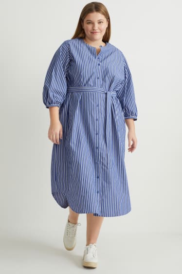 Women - Shirt dress - striped - blue / white