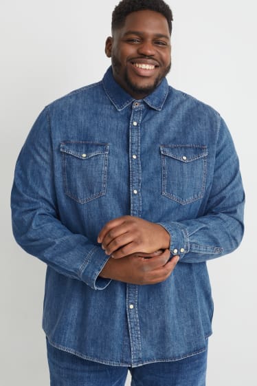 Hommes grandes tailles - Chemise en jean - regular fit - col kent - jean bleu foncé
