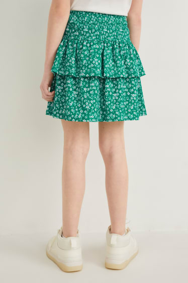Bambine: - Gonna - a fiori - verde