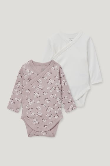 Baby Girls - Confezione da 2 - body incrociati neonati - bianco / beige