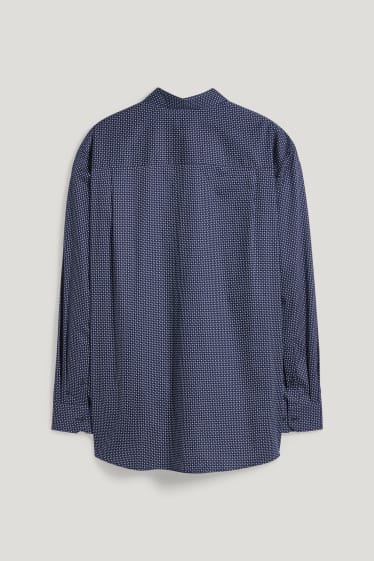 Uomo XL - Camicia - slim fit - colletto all’italiana - facile da stirare - blu scuro
