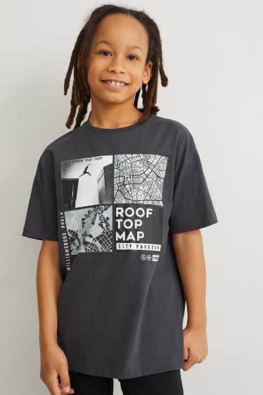 Reverskraag - T-shirt - donkergrijs