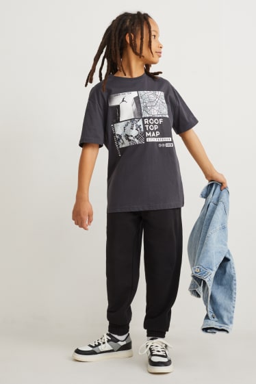 Reverskraag - T-shirt - donkergrijs
