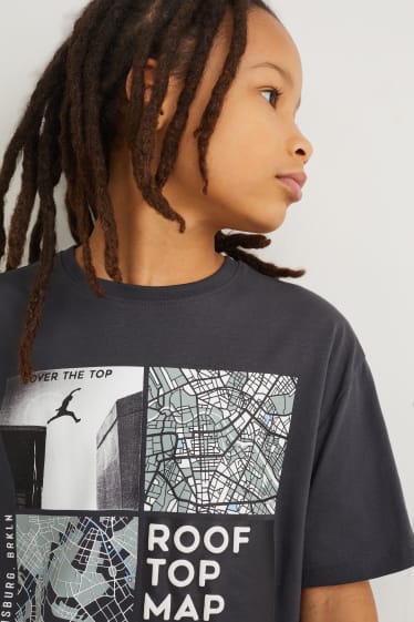 Reverskraag - T-shirt - donkergrijs