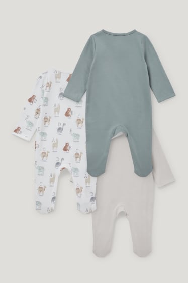 Baby Boys - Multipack 3er - Baby-Schlafanzug - Bio-Baumwolle - dunkelgrau / weiß
