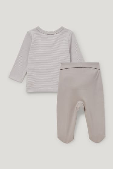Baby Girls - Erstlingsoutfit - Bio-Baumwolle - 2 teilig - grau-braun